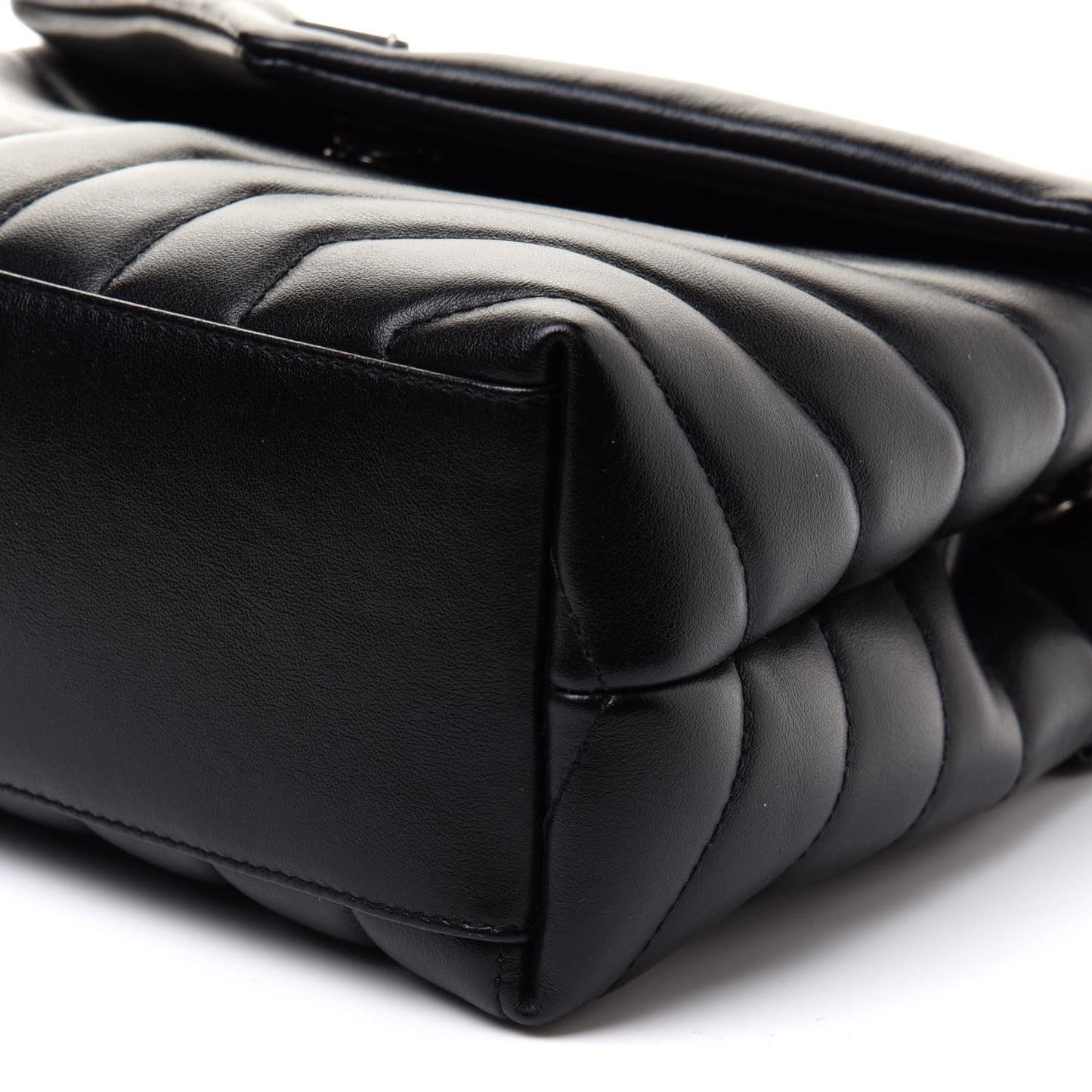 Calfskin Y Quilted Monogram Small Loulou Chain Satchel Black