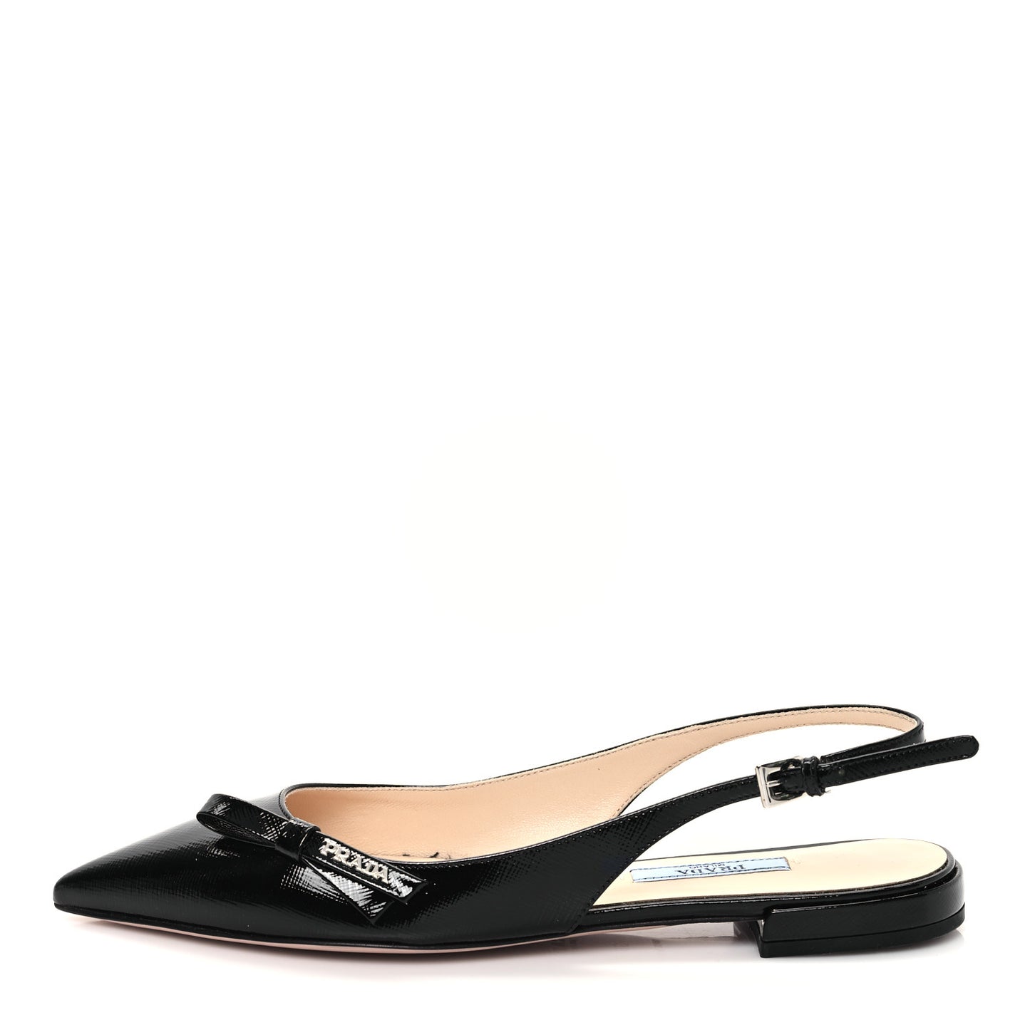 Saffiano Vernice Slingback Bow Flats 36 Black