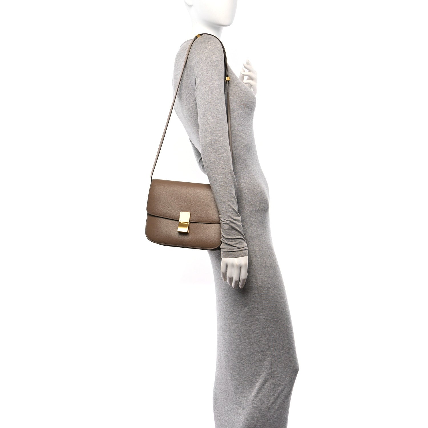 Celine Liege Calfskin Medium Classic Box Flap Bag Taupe 2 of 13