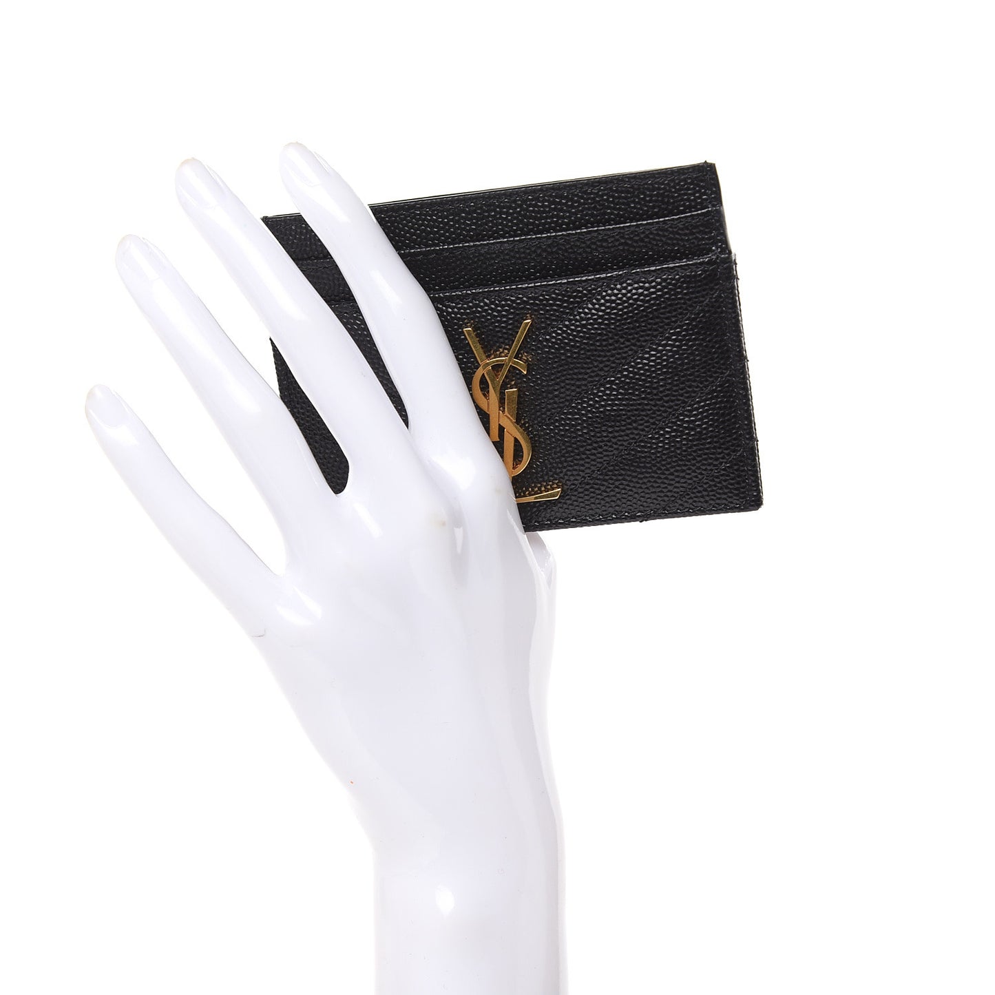 Grain De Poudre Matelasse Chevron Monogram Credit Card Case Black