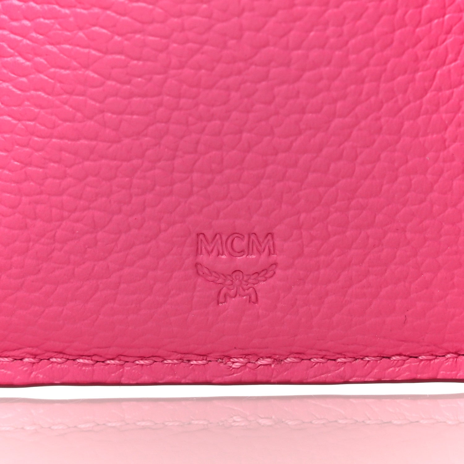 MCM Calfskin Tri-Fold Flap Wallet Pink 7 of 11