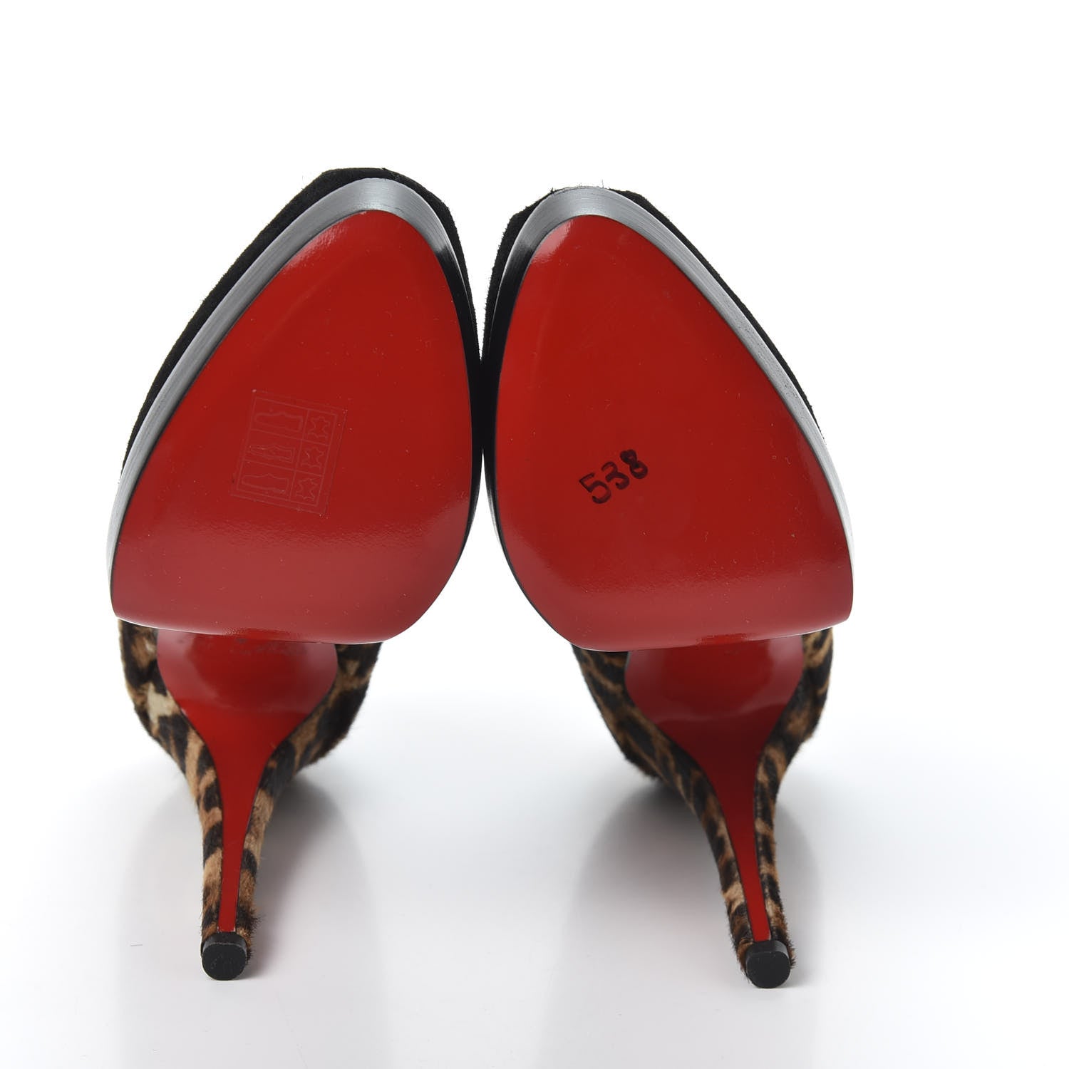 Christian Louboutin Pony Hair Suede Miss Poppins 140 Peep Toe Platform Booties 36 Version Leopard 6 of 8