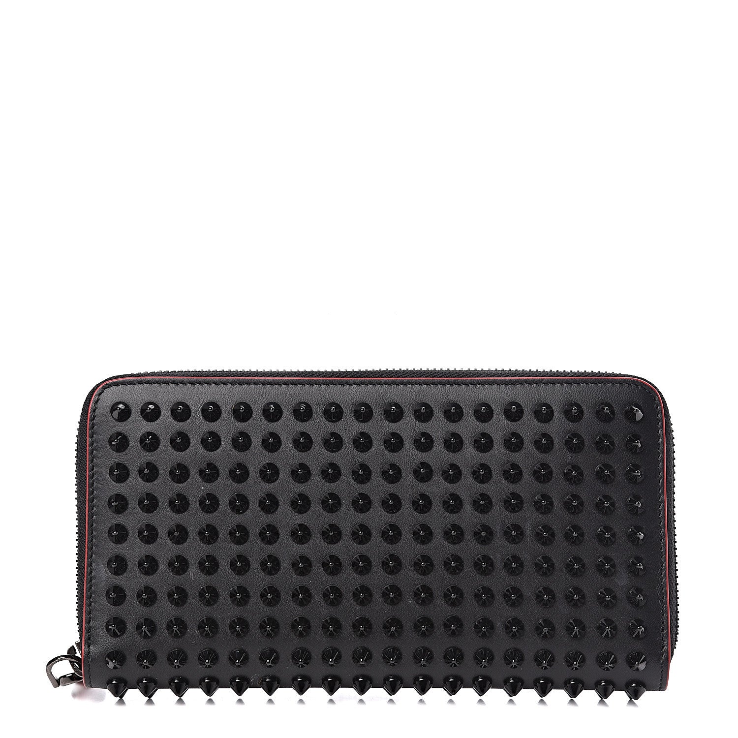 Christian Louboutin Calfskin Panettone Spiked Zip Around Wallet Black 1 of 7