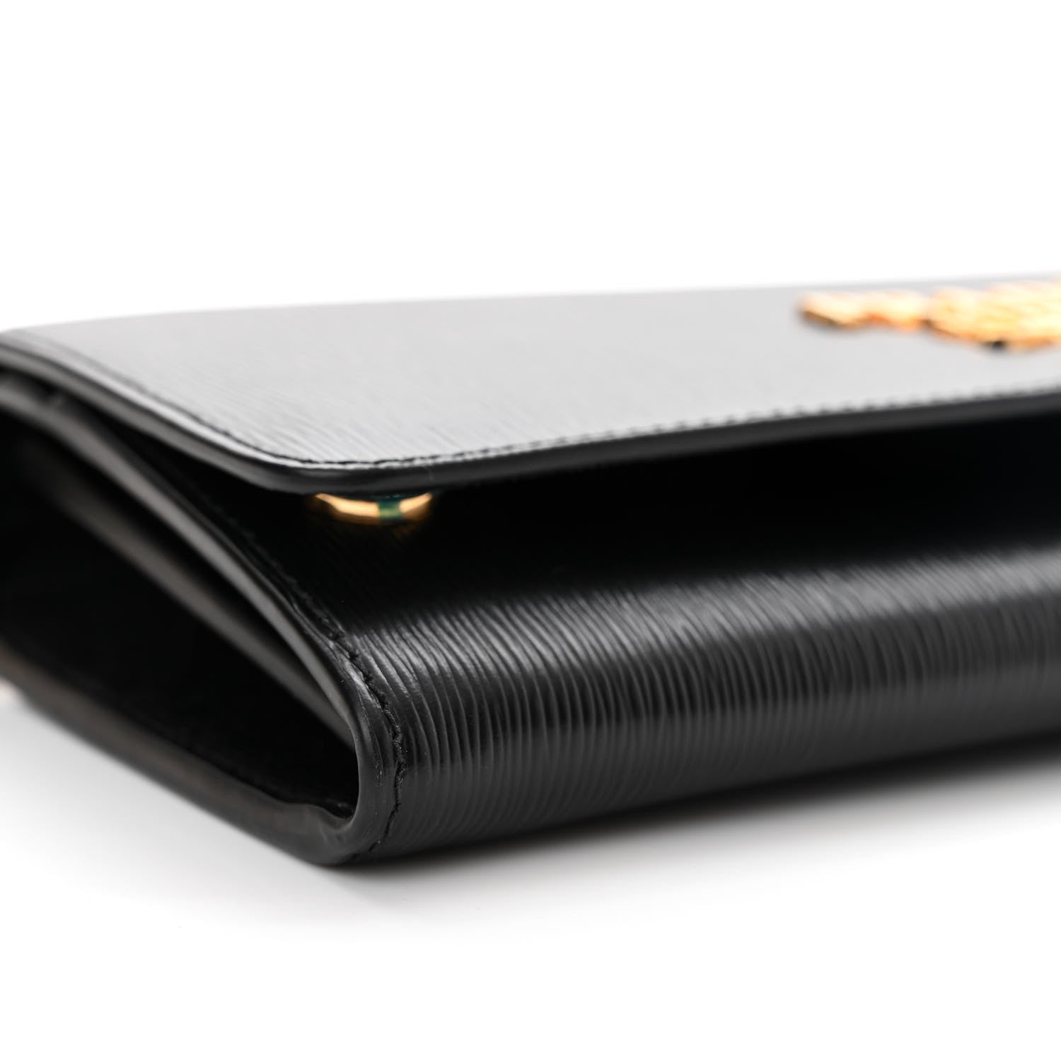 Prada Vitello Move Metal Oro Chain Wallet Black 8 of 10