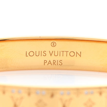 Louis Vuitton Brass Crystal Monogram Nanogram Strass Cuff S Gold 4 of 7