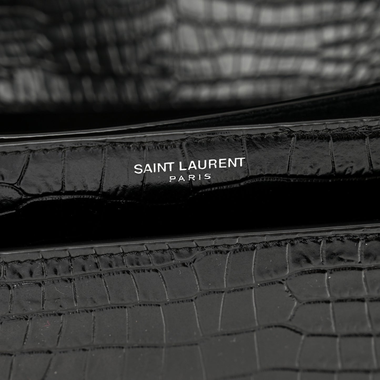 Calfskin Crocodile Embossed Large Monogram Sunset Black