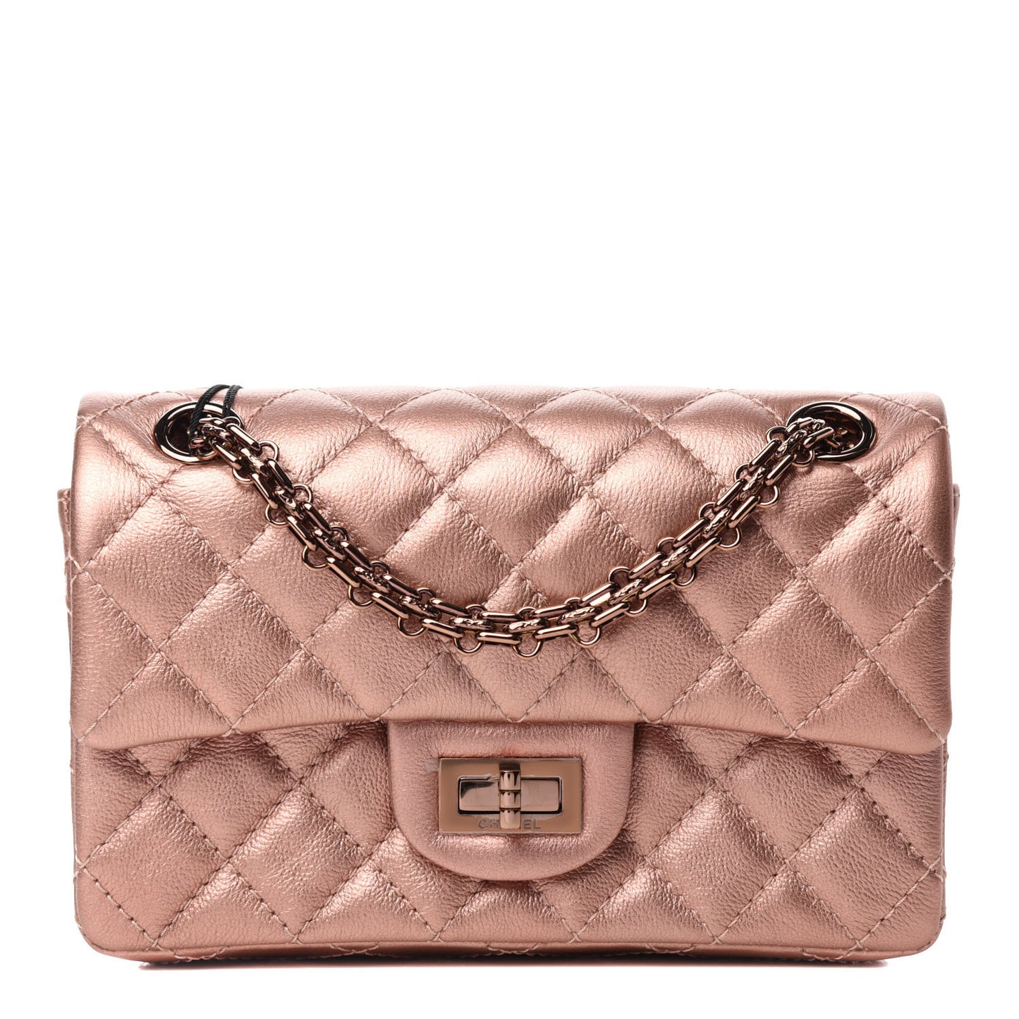 Metallic Grained Calfskin Quilted 2.55 Reissue Mini Flap Copper Pink
