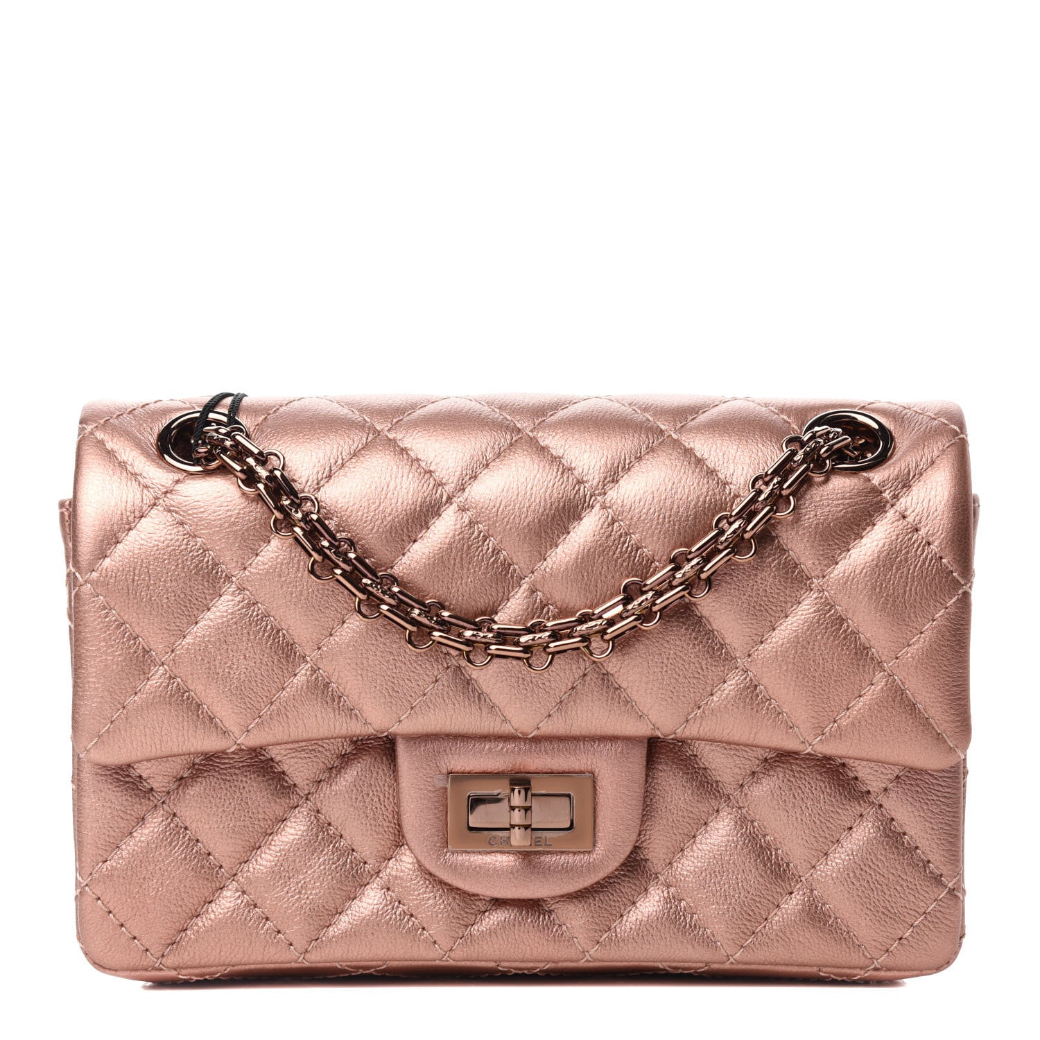 Chanel Metallic Grained Calfskin Quilted 2.55 Reissue Mini Flap Copper Pink 1 of 11