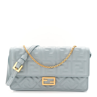 Fendi Nappa Matisse FF Embossed Wallet On Chain Baguette Anice 1 of 10