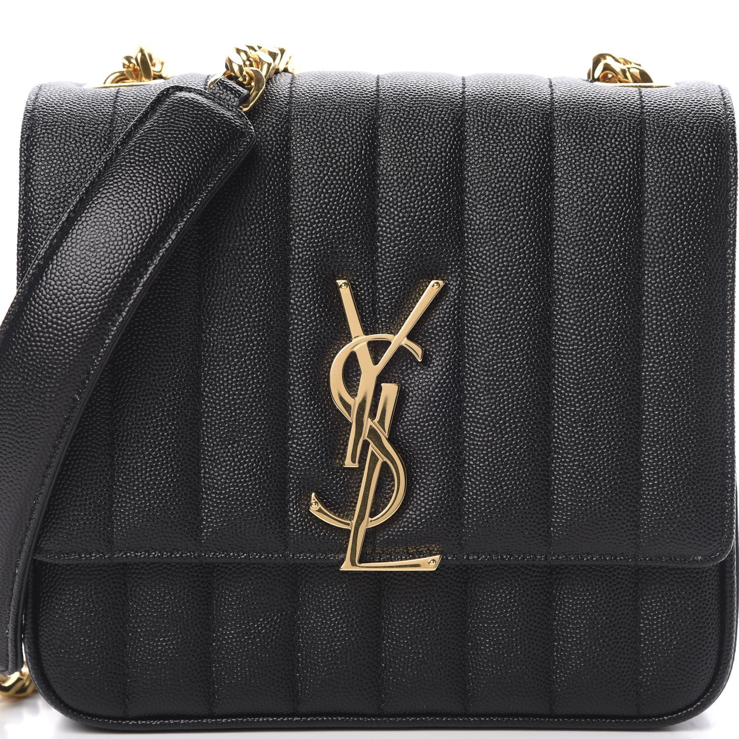 Saint Laurent Grain De Poudre Matelasse Monogram Medium Vicky Chain Bag Black 8 of 11