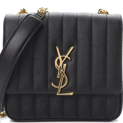 Saint Laurent Grain De Poudre Matelasse Monogram Medium Vicky Chain Bag Black 8 of 11