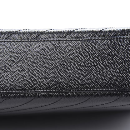 Saint Laurent Grain De Poudre Matelasse Chevron Large Monogram Satchel Black 12 of 12