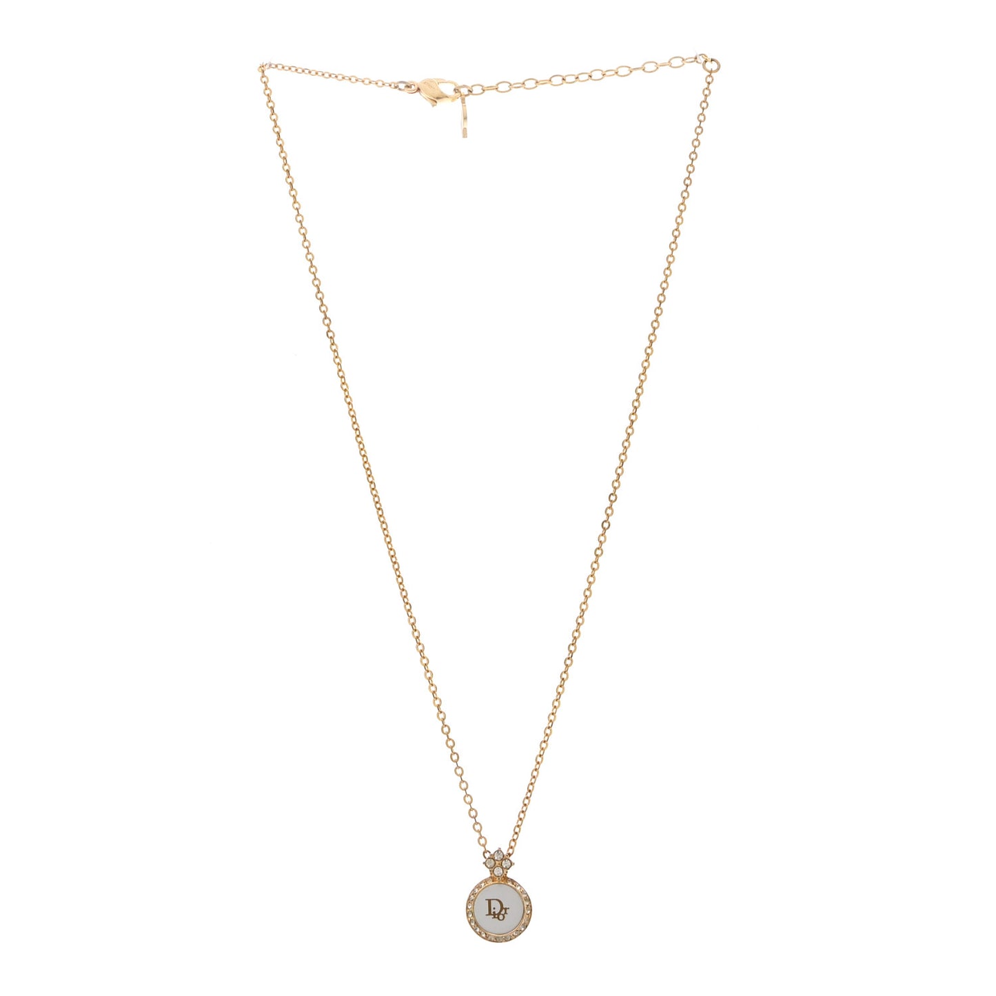 Crystal Circle Pendant Long Necklace Gold