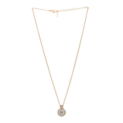 Christian Dior Crystal Circle Pendant Long Necklace Gold 3 of 6