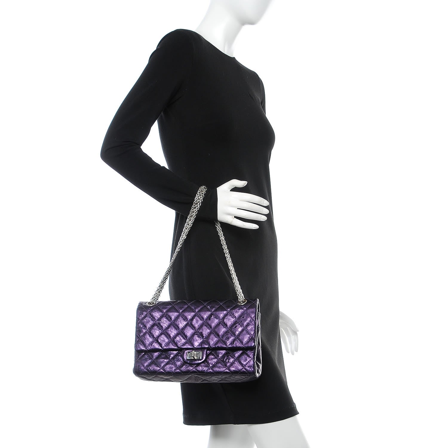 Chanel Metallic Calfskin Quilted 2.55 Reissue 226 Flap Violet 2 of 11