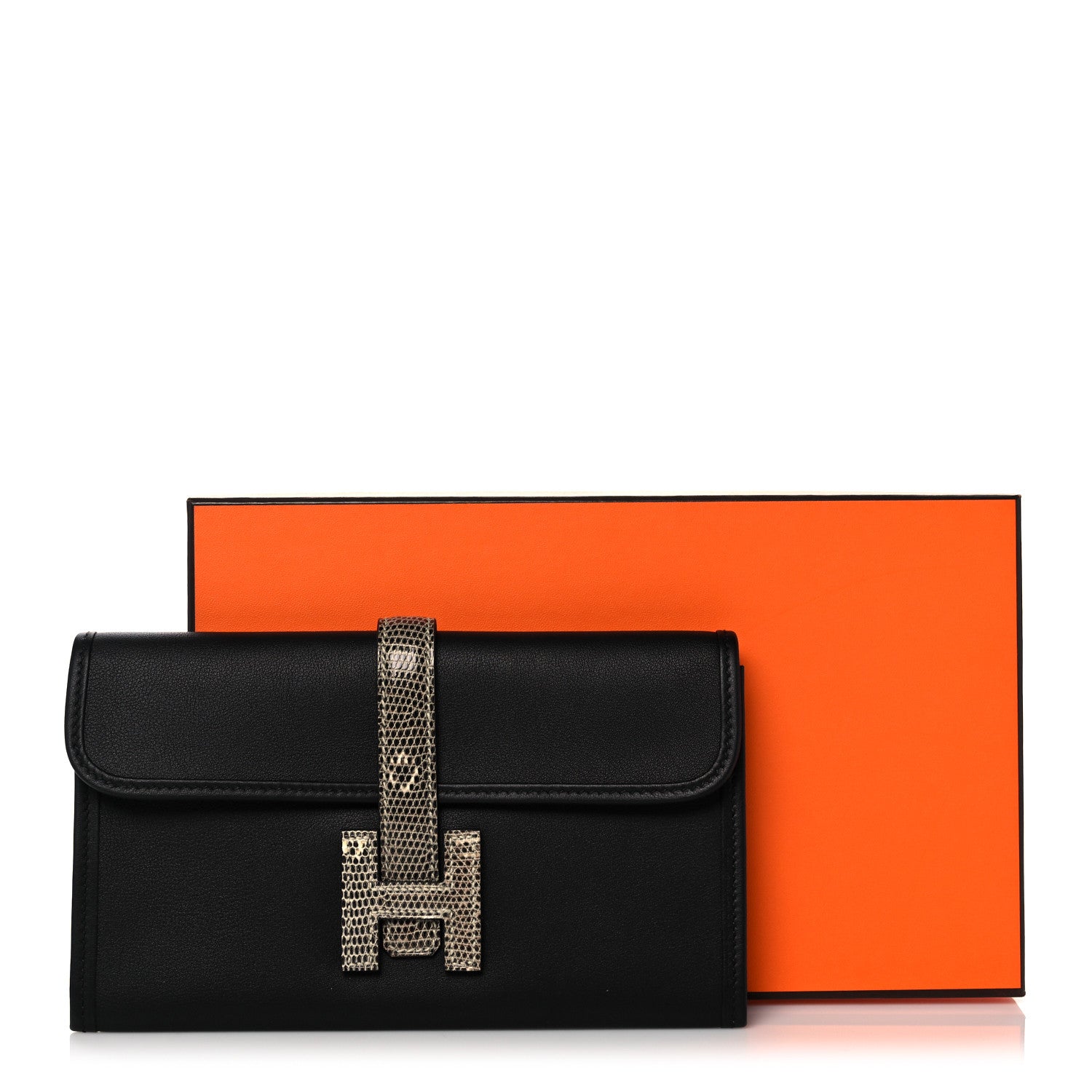 Hermes Swift Lizard Jige Touch Duo Clutch Black Ombre 13 of 13