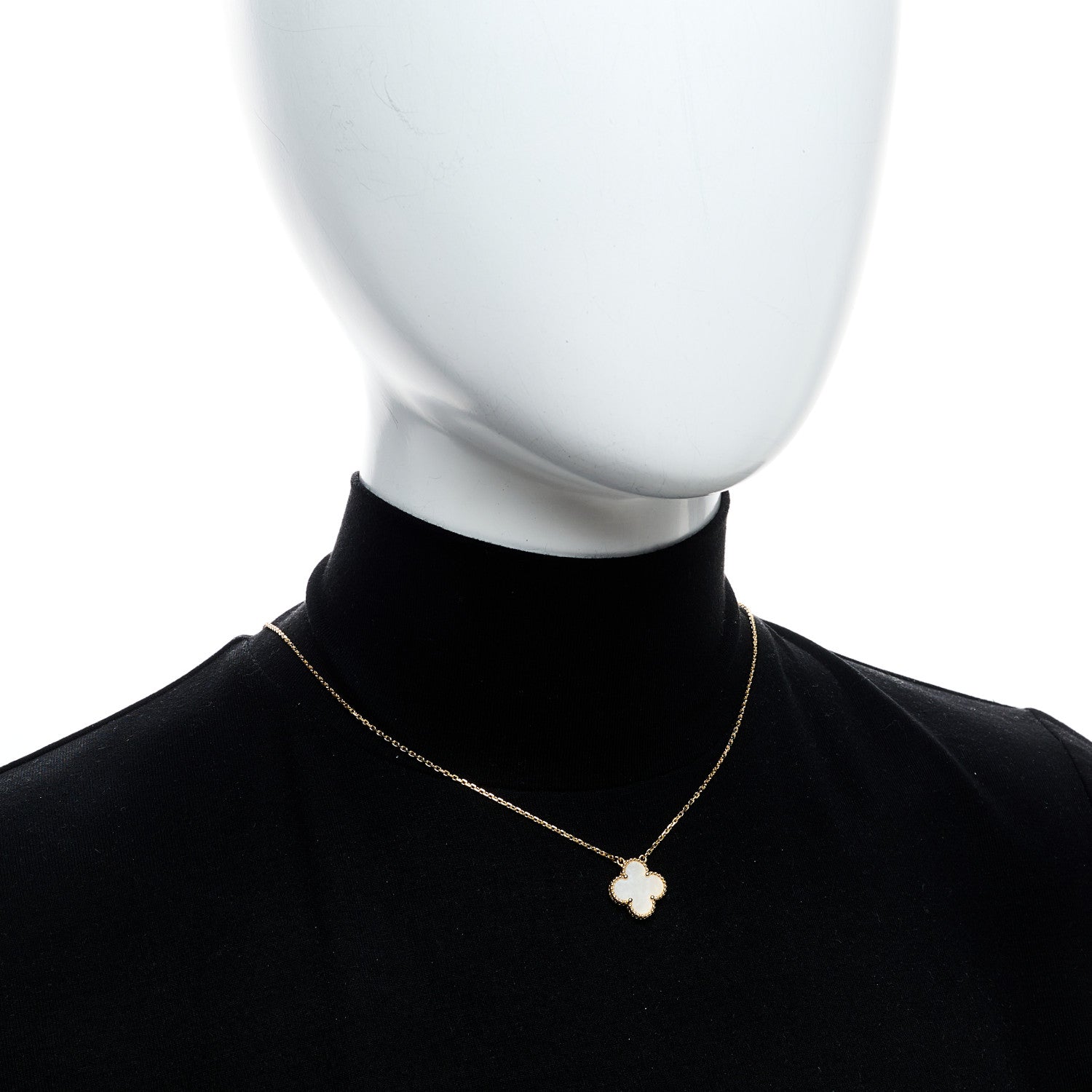 Van Cleef & Arpels 18K Yellow Gold Mother of Pearl Vintage Alhambra Pendant Necklace 2 of 6
