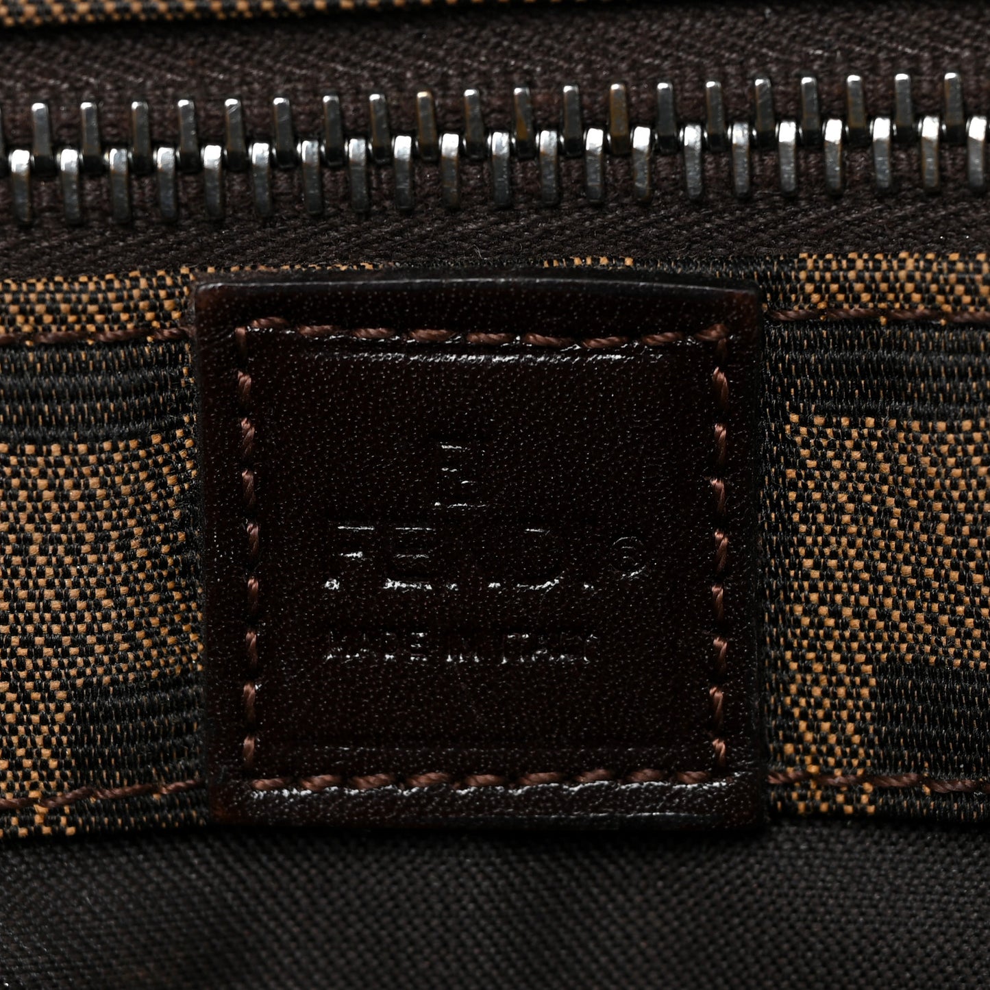 Zucca Calfskin Flap Clutch Tobacco Black