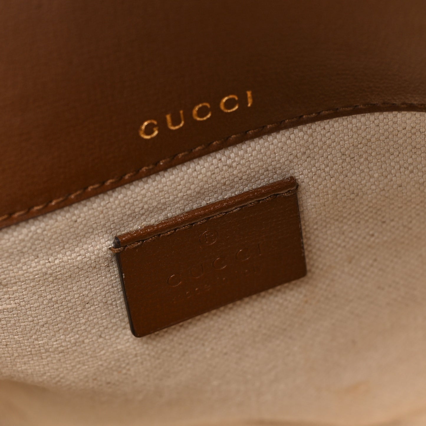 GG Supreme Monogram Azalea Calfskin Web Mini Horsebit 1955 Shoulder Bag Beige Ebony Brown Sugar