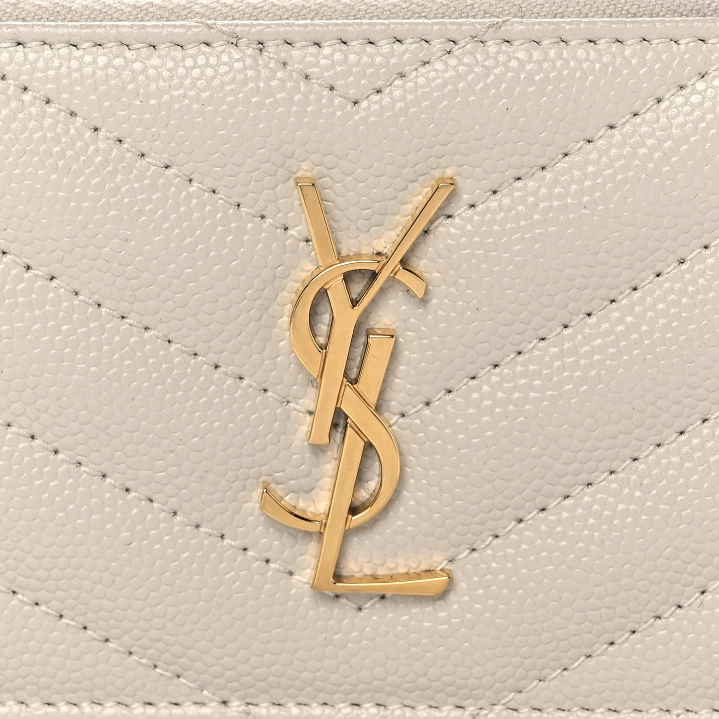 Grain De Poudre Matelasse Chevron Monogram Fragments Zippered Card Case Crema Soft