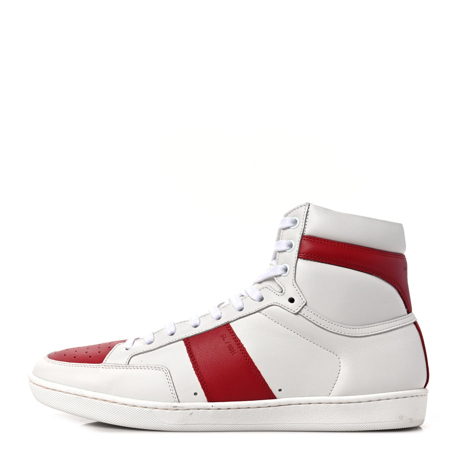 Saint Laurent Calfskin Mens Court Classic SL/10H High Top Sneakers 42 White Red 1 of 8