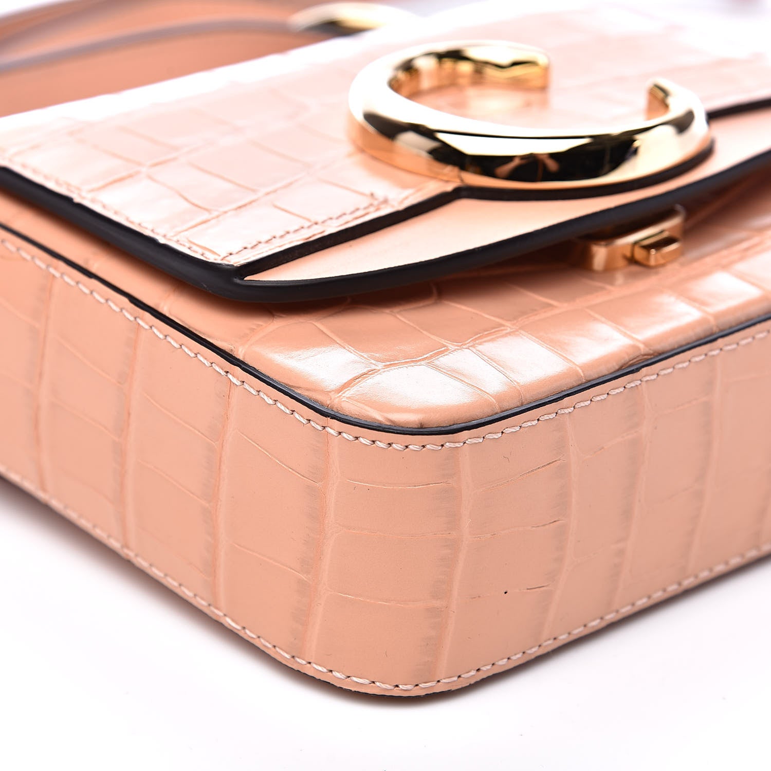 Chloe Calfskin Crocodile Embossed Mini C Double Carry Milky Orange 7 of 8