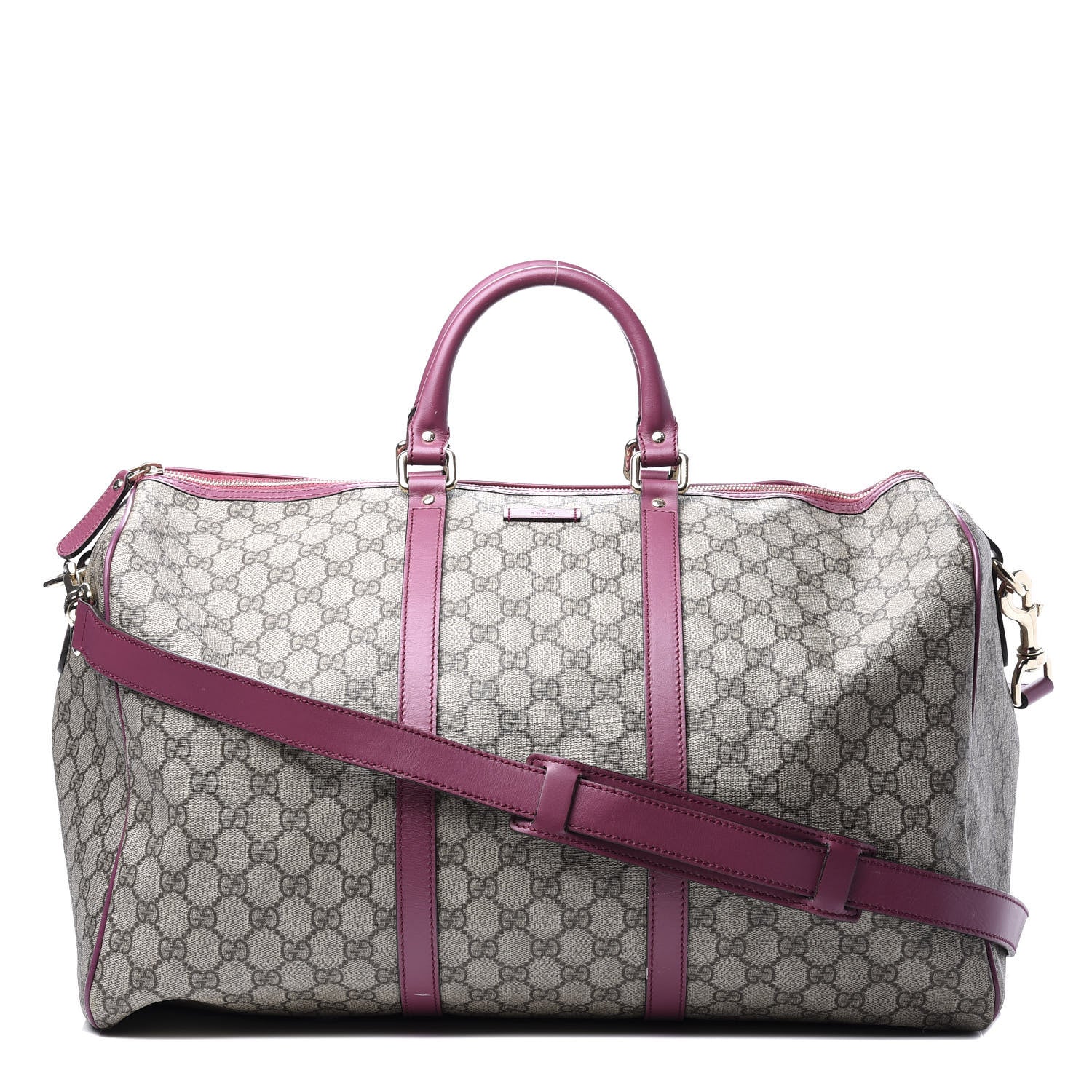 Gucci GG Supreme Monogram Selleria Calfskin Medium Carry On Duffle Bag Beige Ebony Peonia Flower 1 of 10