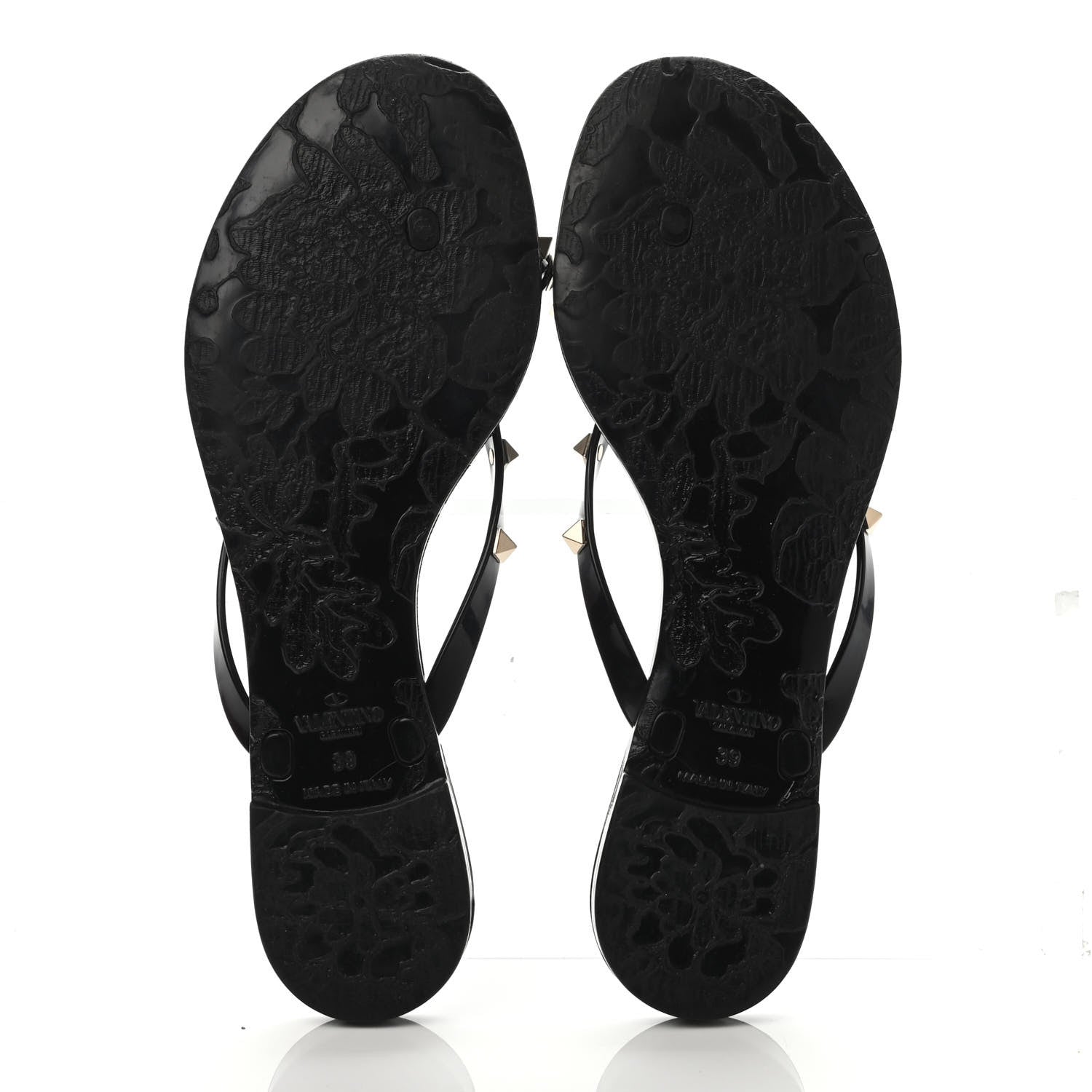 Valentino Garavani PVC Jelly Rockstud Bow Thong Sandals 39 Black 4 of 4