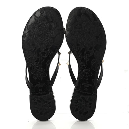 Valentino Garavani PVC Jelly Rockstud Bow Thong Sandals 39 Black 4 of 4