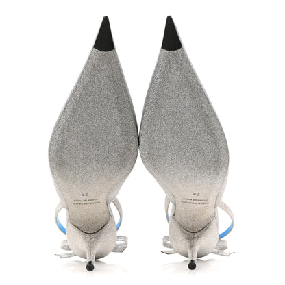 Balenciaga Glitter Toe Knife Slingback Mules 38 Silver Blue 6 of 9