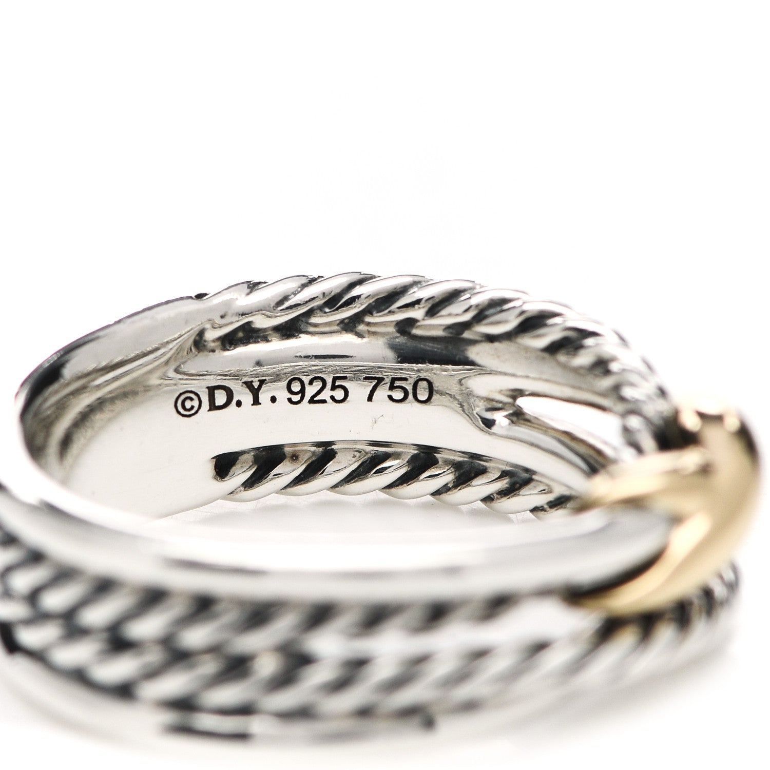 David Yurman Sterling Silver 18K Yellow Gold 6mm X Crossover Ring 47 4.25 4 of 4