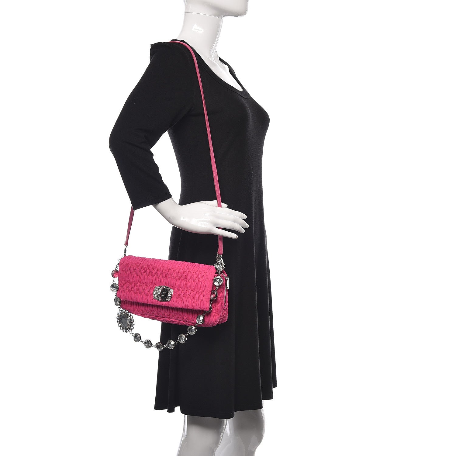 Miu Miu Faille Matelasse Crystal Flap Clutch Pink 2 of 10