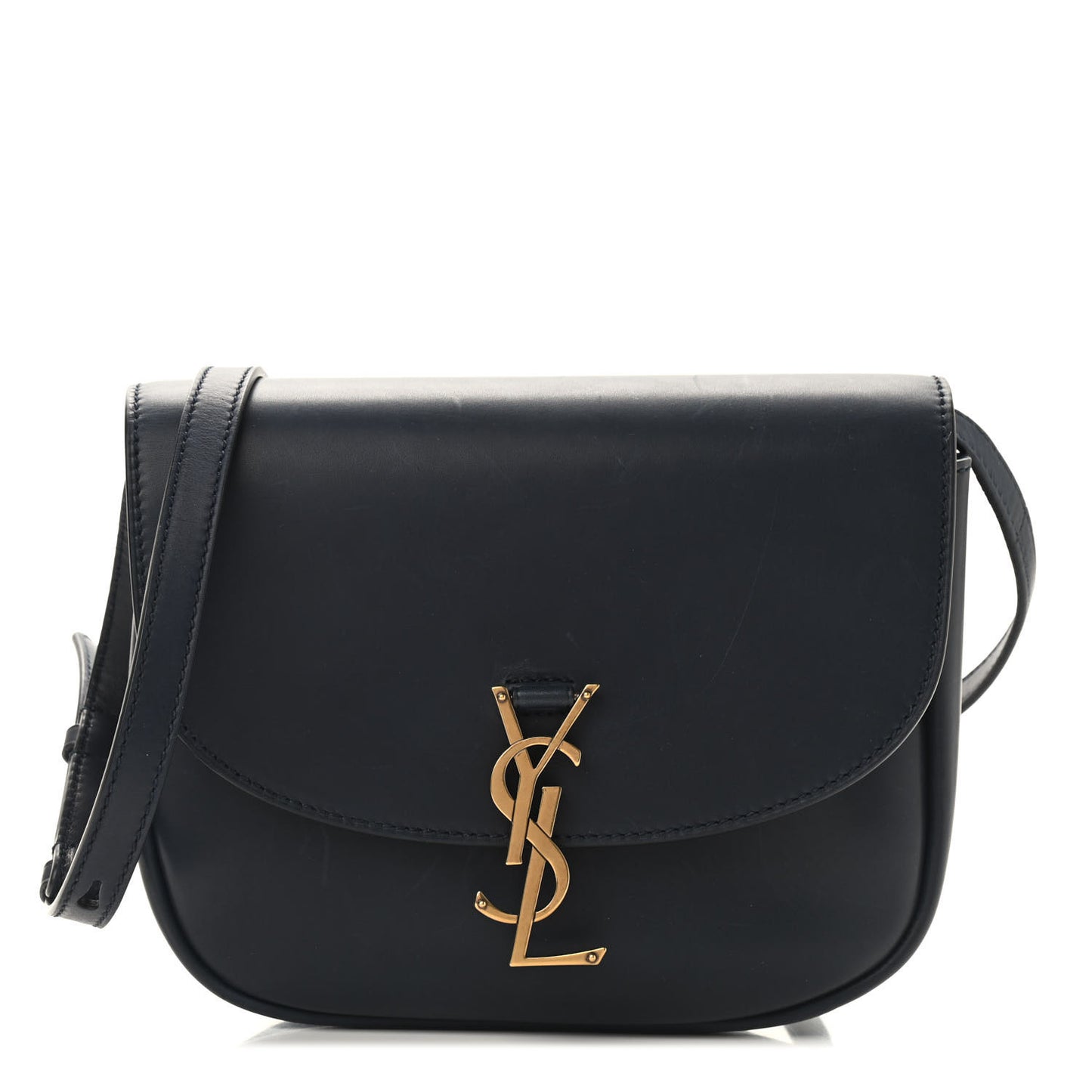 Smooth Calfskin Monogram Medium Kaia Satchel Deep Marine