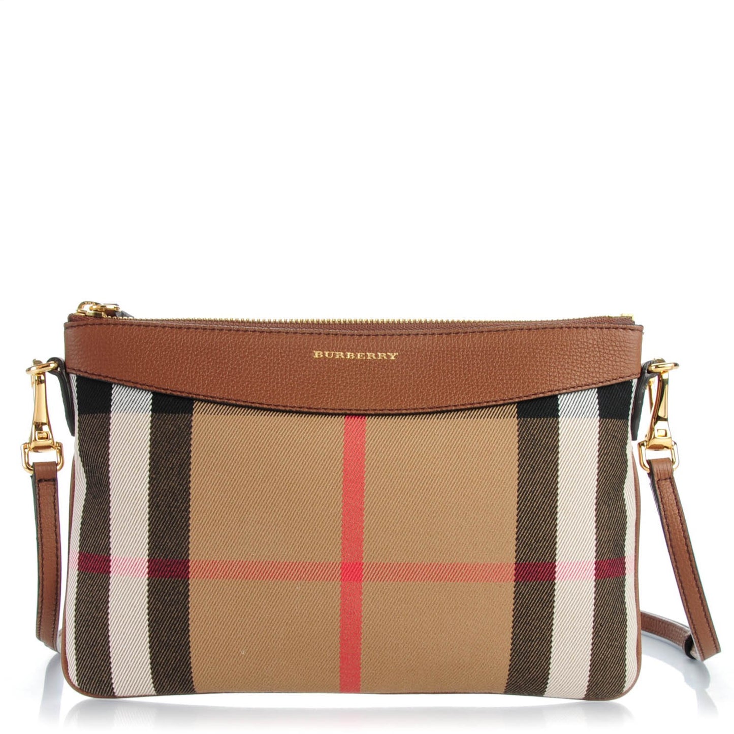 House Check Derby Peyton Crossbody Clutch Bag Tan