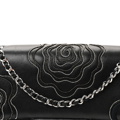 Chanel Lambskin Embroidered Camellia Follies Flap Black 8 of 10