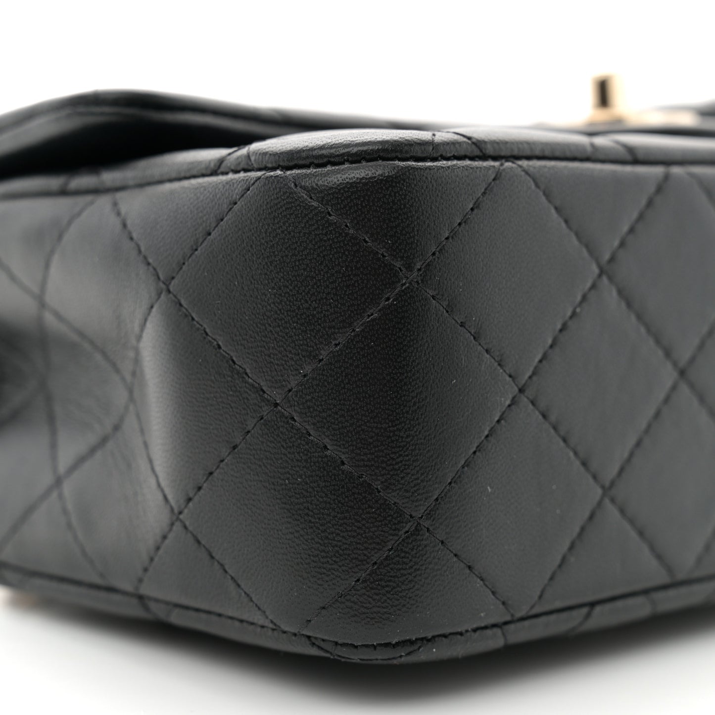 Lambskin Quilted Mini Top Handle Rectangular Flap Black