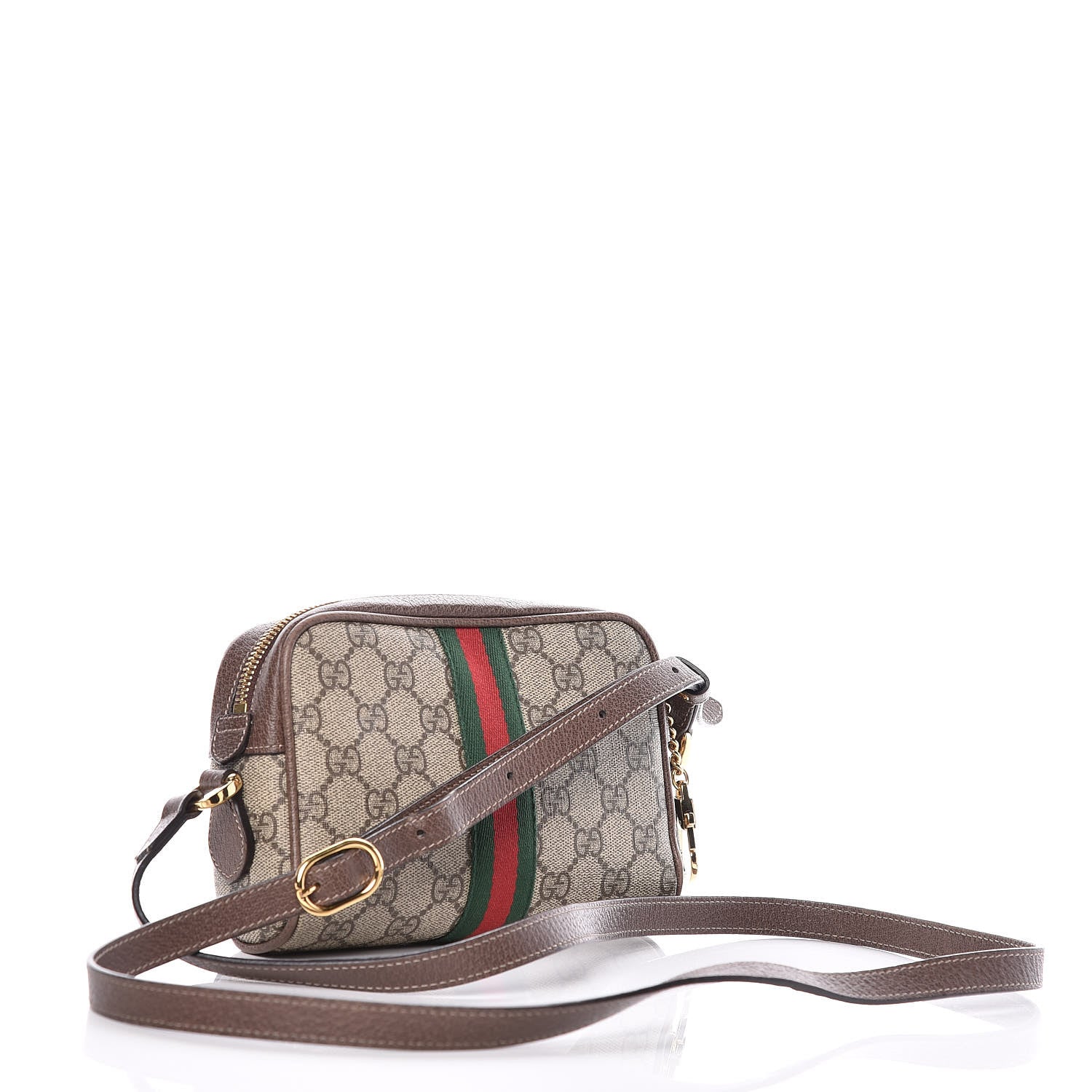 Gucci GG Supreme Monogram Web Mini Ophidia Shoulder Bag Brown 3 of 13