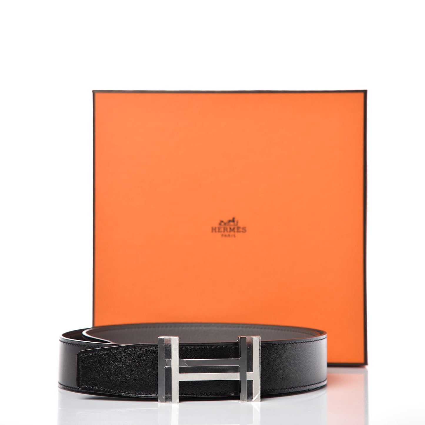 Box Togo 32mm Au Carre H Belt 90 Black Etain