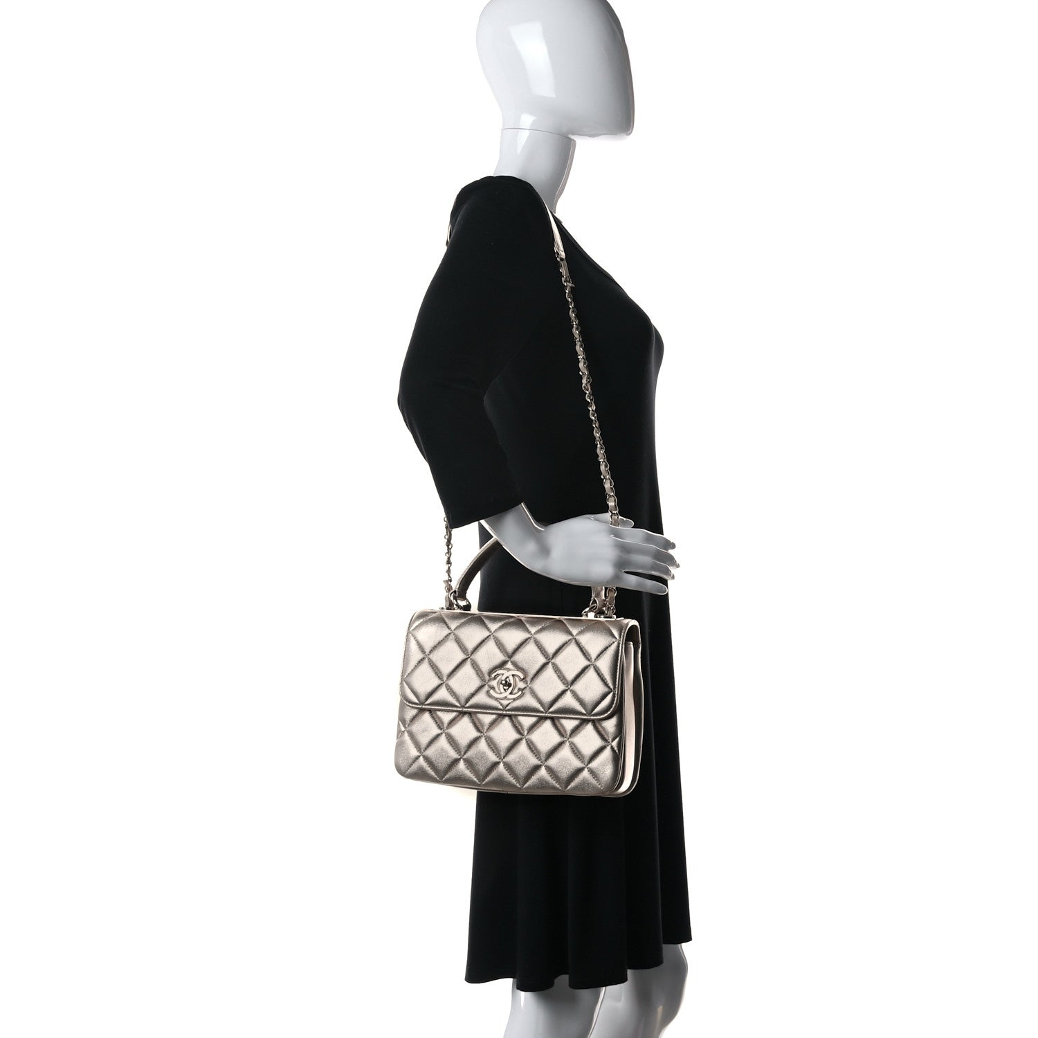 Chanel Metallic Lambskin Quilted Small Trendy CC Flap Dual Handle Bag Gold 2 of 17