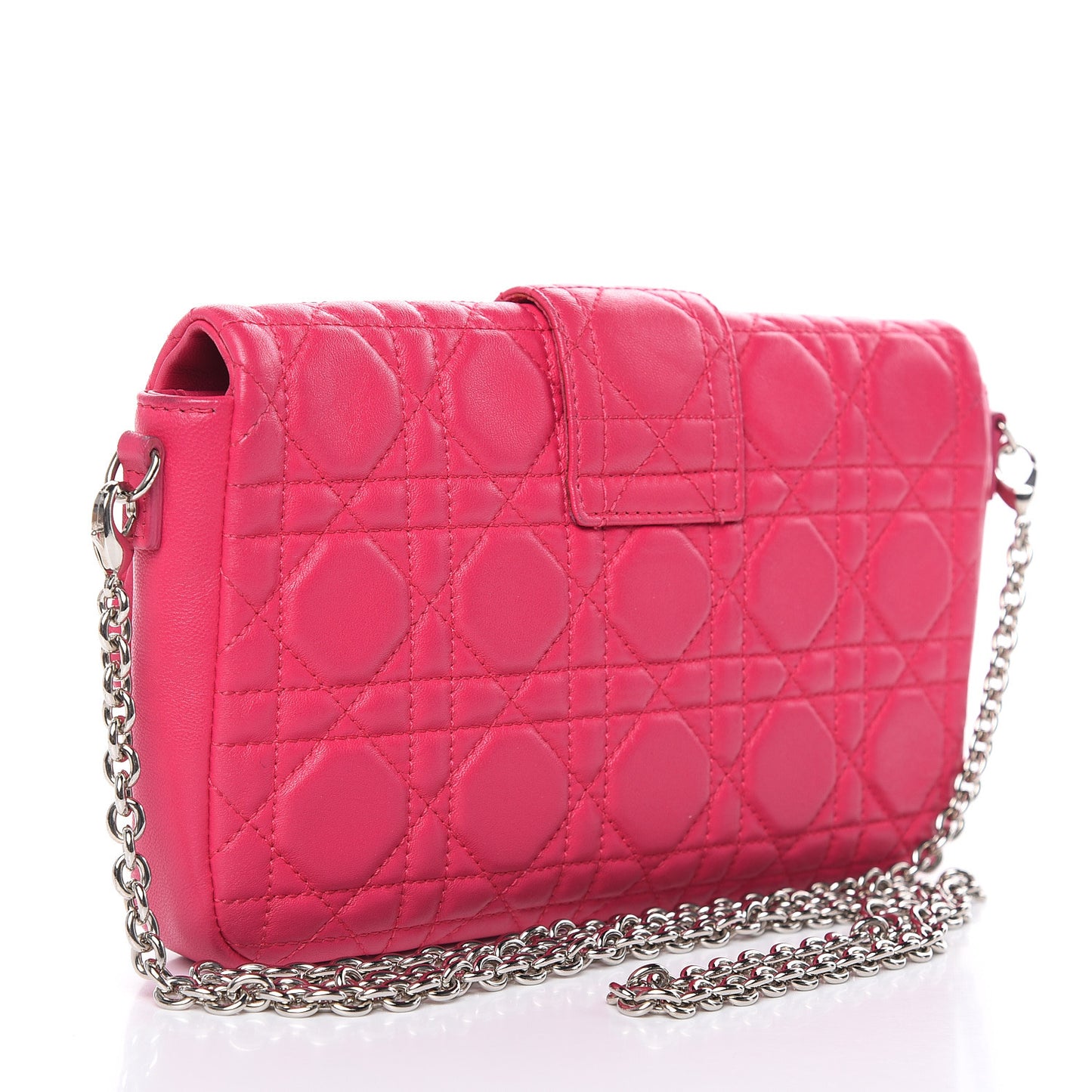 Lambskin Cannage New Lock Pouch Fuchsia
