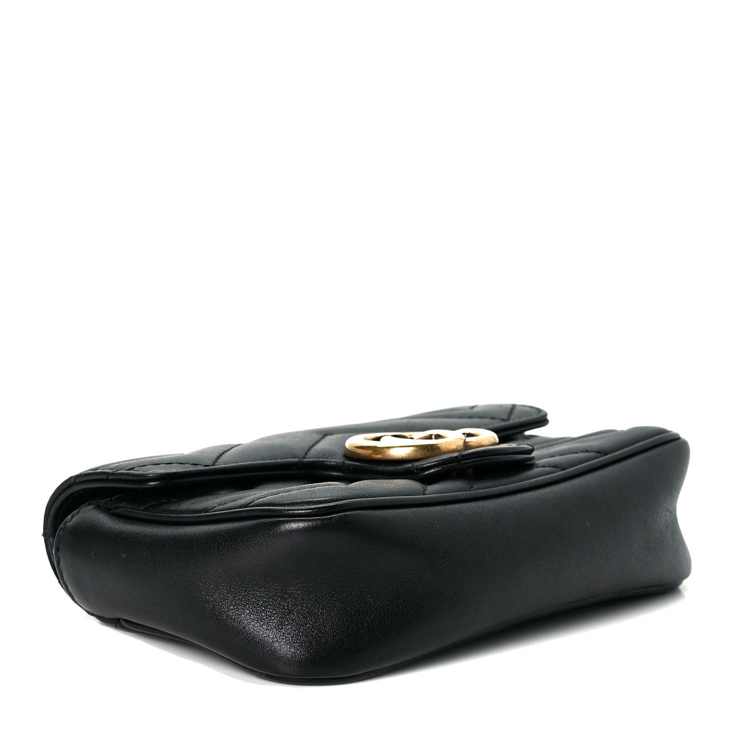 Gucci Calfskin Matelasse Super Mini GG Marmont Shoulder Bag Black 5 of 6