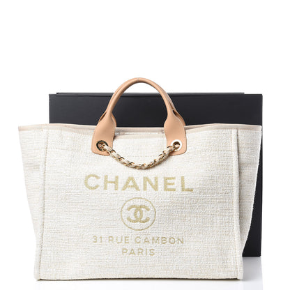Chanel Canvas Large Deauville Tote Light Beige 10 of 10