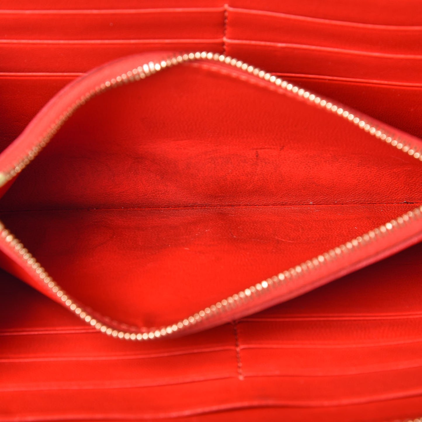 Drummed Calfskin Large Zip Around Multifunction Wallet Coquelicot