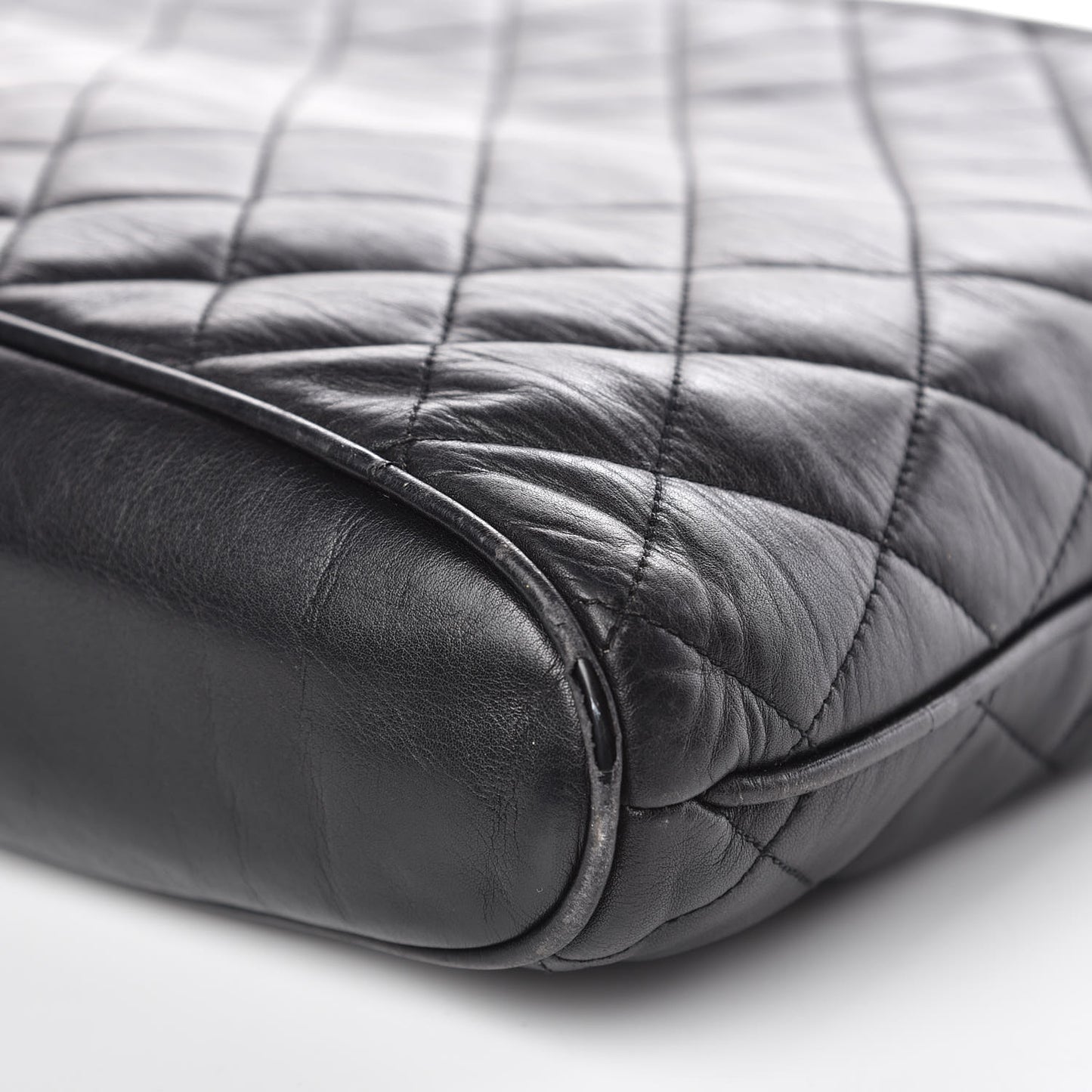 Lambskin Quilted Shopping Tote Black