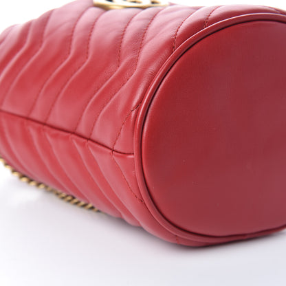 Gucci Calfskin Matelasse Mini GG Marmont 2.0 Bucket Bag Hibiscus Red 9 of 11