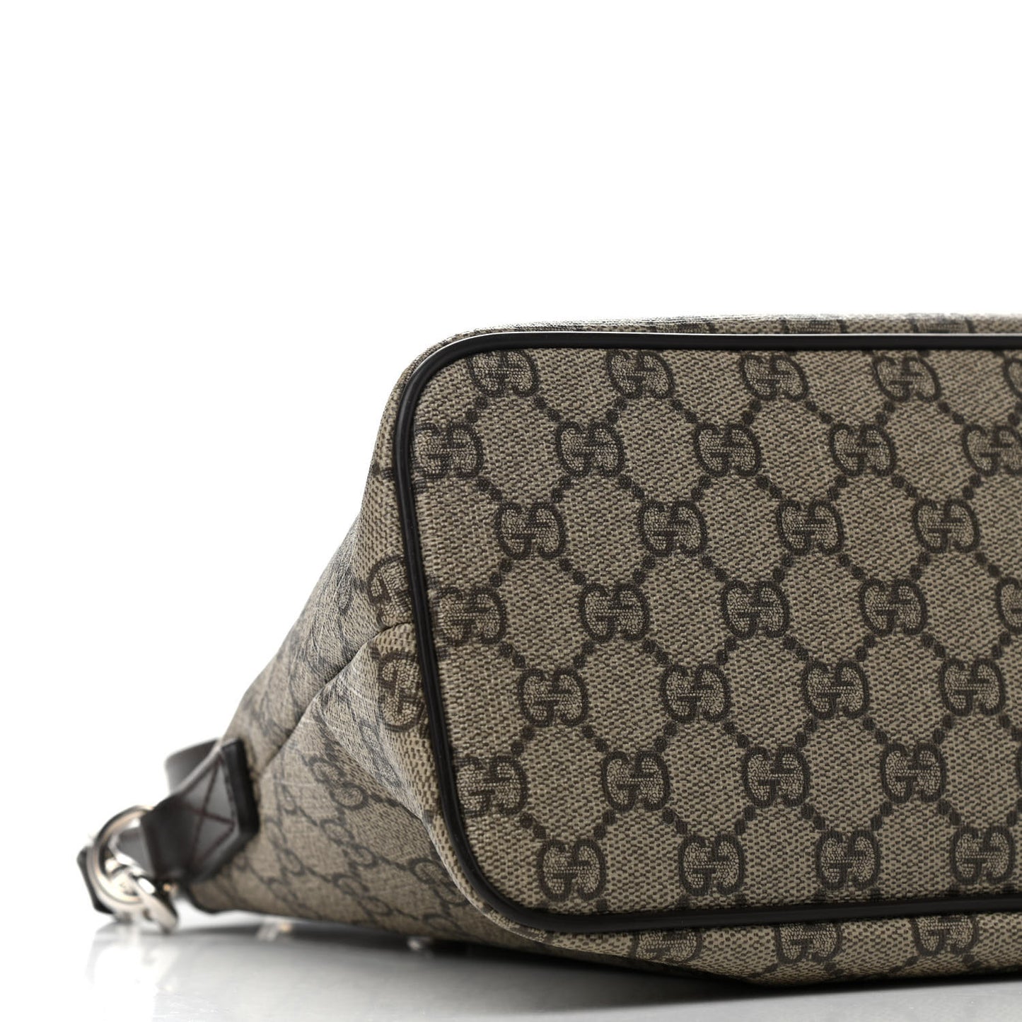 GG Supreme Monogram Small Zippered Tote Dark Brown
