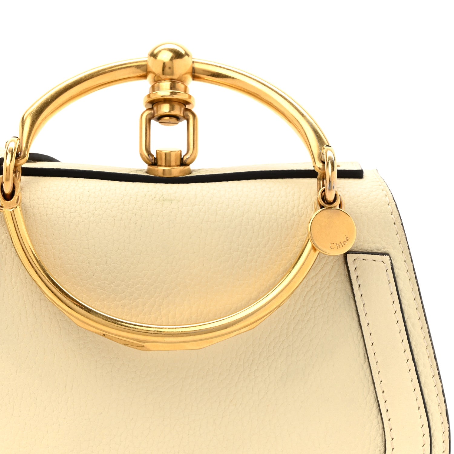 Chloe Calfskin Suede Small Nile Bracelet Bag Off White 8 of 18