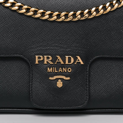 Prada Saffiano Flap Shoulder Bag Black 9 of 11