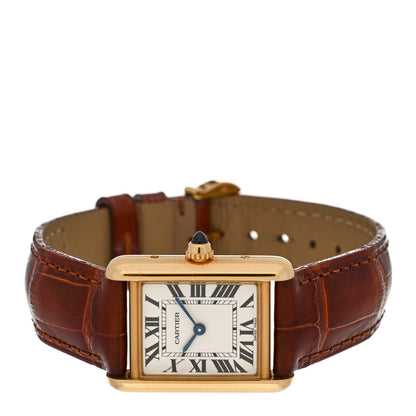 Cartier 18K Yellow Gold Alligator 22mm Tank Louis Quartz Watch Brown 2 of 5