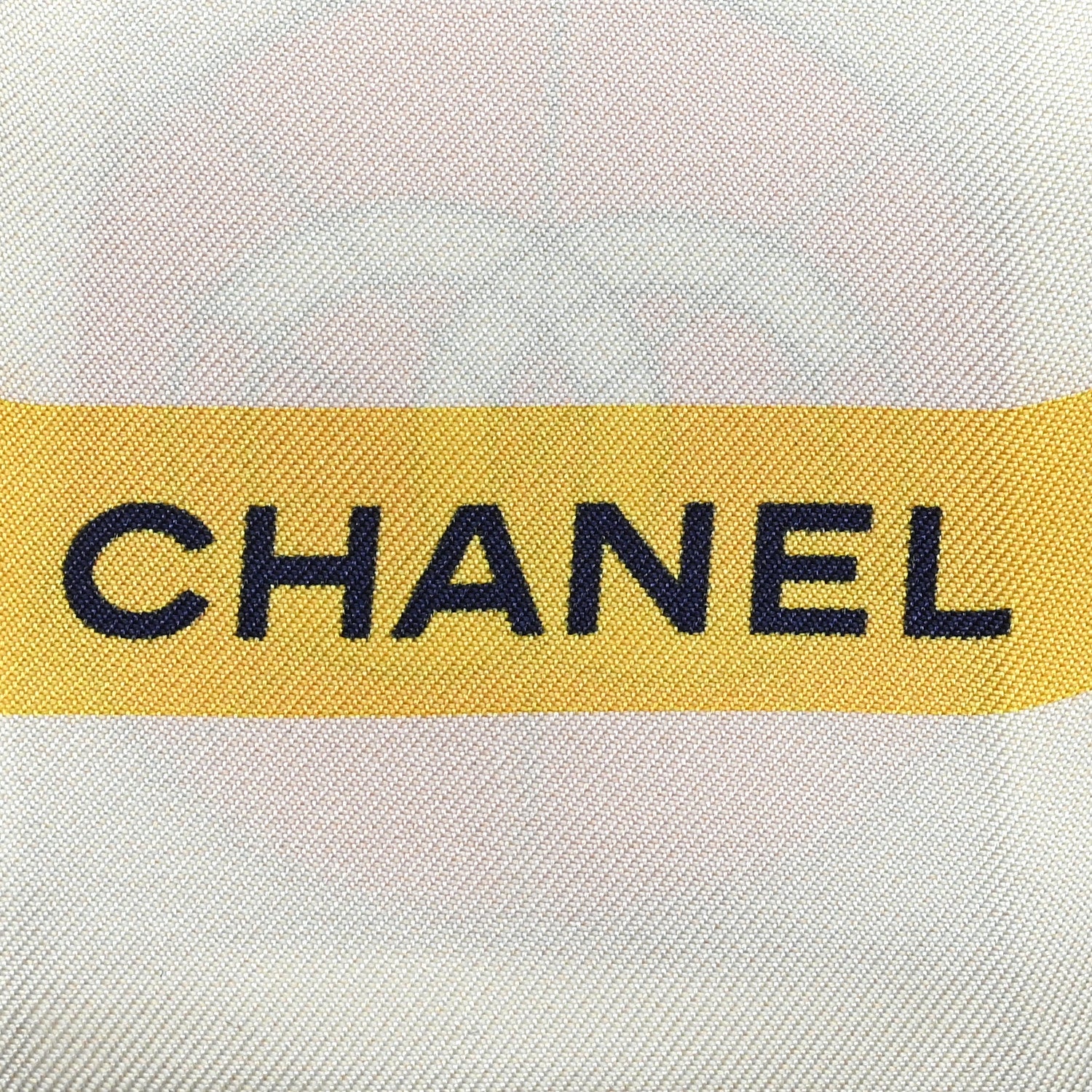 Chanel Silk Logo Slim Bandeau Scarf White Multicolor 3 of 3